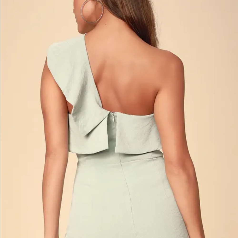 Lulus Sage Green One-Shoulder Romper - Picture 5 of 10